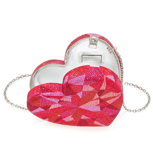 🖤SOLD🖤 Judith Leiber Couture Ruby Crystal-Embellished Heart-Shaped Clutch - Picture 3 of 17